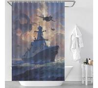 sinyumoney Warship And Dragon Clash Anti-Mould Proof Resistant Daily Household Stylish Washable Modern Polyester Water Repellent for Bathroom Wet Room 46.85x70.87Inch（119x180cm）