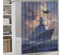 sinyumoney Warship And Dragon Clash Anti-Mould Proof Resistant Daily Household Stylish Washable Modern Polyester Water Repellent for Bathroom Wet Room 64.17x70.87Inch（163x180cm）