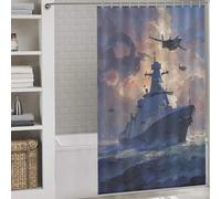 sinyumoney Warship And Dragon Clash Anti-Mould Proof Resistant Quick Drying Proof Resistant Bath Curtains for Shower for Bathroom Wet Room 53.54x70.87Inch（136x180cm）