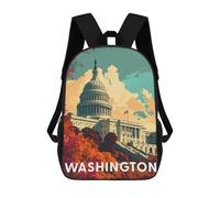 sinyumoney Washington Capitol Children's Backpacks School Backpack 3D Printed for Kids Travel Rucksacks Book Bags Kids 17inch School Bag