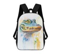 sinyumoney Watercolor Alligator Portrait Backpack School Bag Water Resistant Computer Rucksack for Campus Outdoor Travel Sports 17inch
