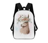 sinyumoney Watercolor Alpaca Llama Backpack School Secondary Causal Travel High School Bags for Campus Outdoor Travel Sports 17inch