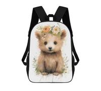 sinyumoney Watercolor Baby Bear Art School Backpack Lightweight Casual Daypack School Backpacks for Boys/Girls/Teenagers 17inch