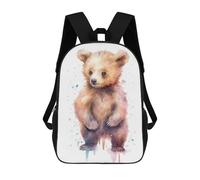 sinyumoney Watercolor Baby Bear Cub 3D Printed 17inch School Bag Children's School Backpack Travel Backpacks Casual Fashion Bag for Kids School Students