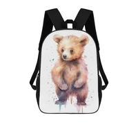 sinyumoney Watercolor Baby Bear Cub Backpack School Bag Secondary Causal Travel High School Bags for Boys/Girls/Teenagers 17inch