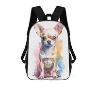 sinyumoney Watercolor Baby Chihuahua 17 Inch Backpack School Bag Rucksack for Girls Boys Large Capacity Kids Back Pack Lightweight School Bags for Children Students