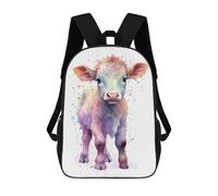 sinyumoney Watercolor Baby Cow Calf Children's 17 Inch School Backpack 3D Printed Casual Daypacks for Kids Travel Rucksacks Book Bags Kids School Bag