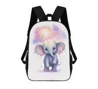 sinyumoney Watercolor Baby Elephant 3D Printed Children's 17 Inch Backpacks 3D Printed Casual School Bag for Boys Elementary And Middle