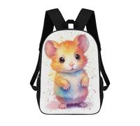 sinyumoney Watercolor Baby Hamster Kids School Backpack School Bag 3D Printed School Bag for Boys Elementary And Middle School Students 17inch