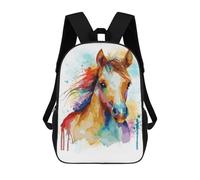 sinyumoney Watercolor Baby Horse Art Backpack 3D Printed Children's School Backpack Kids Travel Backpacks High Capacity Book Bags Children's Backpack Rucksack 17inch