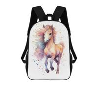 sinyumoney Watercolor Baby Horse Pony School Backpack School Bags for Girls Boys Backpack with Pocket Fashion School Bag Kids Backpack 17inch