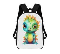 sinyumoney Watercolor Baby Iguana Children's Backpack, 17 Inch 3D Printed School Backpack, Backpack Cartoon Adjustable School Bag for Primary School