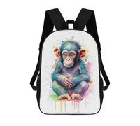 sinyumoney Watercolor Baby Monkey Backpack School Bag Lightweight Airport College Students Back Pack for Teenage Girls Boys Women Men 17inch