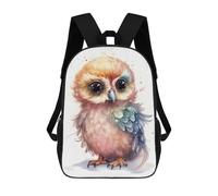 sinyumoney Watercolor Baby Owl Art 3D Printed 17 Inch School Backpack Children's Backpacks 3D Printed Cool Knapsack for Boys Elementary And Middle
