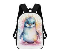 sinyumoney Watercolor Baby Penguin School Backpack Lightweight Schoolbag Dayback Bookbag College for Men, Women & Teenage Boys 17inch