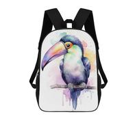 sinyumoney Watercolor Baby Toucan 17 Inch Backpacks Kids Schoolbag,3D Printed Elementary And Middle School Students Backpacks for Boys Girls