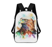 sinyumoney Watercolor Bald Eagle Art 17 Inch Kids Backpack Fashion Fun Backpack Book Bag for Boys And Teenager 3D Printed for Boys