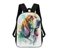 sinyumoney Watercolor Basset Hound Backpack School Bag Travel College Rucksack Backpacks for Boys/Girls/Teenagers 17inch