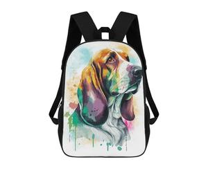 sinyumoney Watercolor Basset Hound Backpack School Bag Travel College Rucksack Backpacks for Boys/Girls/Teenagers 17inch