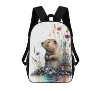 sinyumoney Watercolor Beaver School Backpack Fashion Stationery Backpack Waterproof Casual Daypacks for Teenage Girls Boys Women Men 17inch