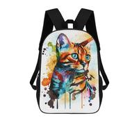 sinyumoney Watercolor Bengal Cat School Backpack Daypacks Business Backpack Water Resistant Bookbag for Campus Outdoor Travel Sports 17inch