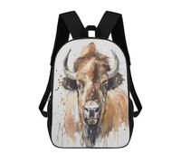 sinyumoney Watercolor Bison 3D Printed School Backpack Casual Children's Backpacks 3D Printed School Bag for Boys Elementary And Middle 17inch