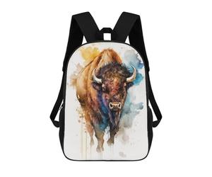 sinyumoney Watercolor Bison Backpack School Bag Water Resistant Travel Backpack Computer Bag for Girls Boys Teenage 17inch