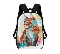 sinyumoney Watercolor Bobtail Cat Art School Backpack Lightweight Airport College Students Back Pack for Girls Boys Teenage 17inch