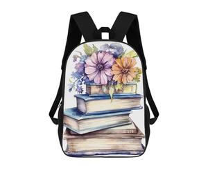 sinyumoney Watercolor Books School Backpack Daypacks Business Backpack Water Resistant Bookbag for Men/Women 17inch