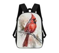 sinyumoney Watercolor Cardinal Bird 3D Printed Children's School Backpack for Kids High Capacity Travel Rucksacks Book Bags Kids School Bag Back Pack 17inch
