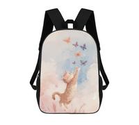 sinyumoney Watercolor Cat Chasing Butterflies School Backpack 3D Printed School Bags Boys Girls Laptop Backpack for Kids/Students/Adults 17inch