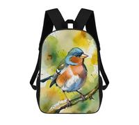 sinyumoney Watercolor Chaffinch Bird on Branch School Backpack Water Resistant School Bag Business Backpack for Boys/Girls/Teenagers 17inch