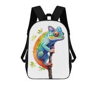 sinyumoney Watercolor Chameleon Art Children's Backpack, 17 Inch 3D Printed School Backpack, Backpack Cartoon Adjustable School Bag for Primary School