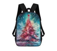 sinyumoney Watercolor Christmas Tree School Backpack Water Resistant Travel Backpack Computer Bag for Girls Boys Teenage 17inch