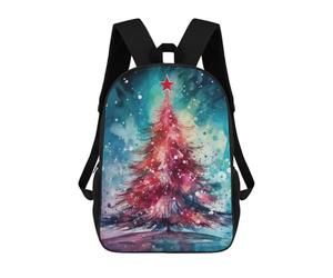 sinyumoney Watercolor Christmas Tree School Backpack Water Resistant Travel Backpack Computer Bag for Girls Boys Teenage 17inch