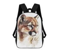 sinyumoney Watercolor Cougar Portrait Backpack 3D Printed Children's School Backpack for Kids High Capacity Travel Rucksacks Book Bags Kids School Bag Back Pack 17inch
