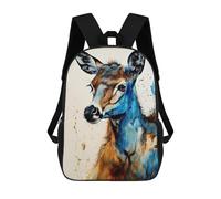 sinyumoney Watercolor Deer Portrait 3D Printed Kids School Bag Rucksacks Children's School Fashion Casual Back Pack High Capacity Travel Book Bags Backpack for Kids 17inch