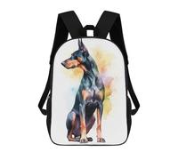 sinyumoney Watercolor Doberman Puppy Backpacks Kids 17inch School Backpack School Bag 3D Printed School Bag for Boys Elementary And Middle School Students