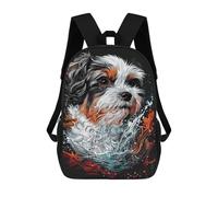 sinyumoney Watercolor Dog Art Print 17inch School Bag 3D Printed Children's School Backpack Casual Fashion Travel Backpacks for Kids School Students