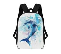 sinyumoney Watercolor Dolphin Backpacks Kids School Backpack School Bag 3D Printed School Bag for Boys Elementary And Middle School Students 17inch