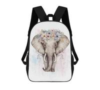 sinyumoney Watercolor Flower Elephant Backpack School Bag Business Laptop Rucksack Bag Unisex Casual Daypack for School/Work/Travel 17inch