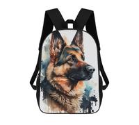 sinyumoney Watercolor German Shepherd Portrait School Backpack Secondary Causal Travel High School Bags for Campus Outdoor Travel Sports 17inch