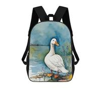 sinyumoney Watercolor Goose Rucksacks 3D Printed Children 17inch Backpacks Fashion Casual Daypack Travel Bags Outdoor Casual Daypack for Boy And Girl