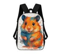 sinyumoney Watercolor Hamster Kids School Backpack School Bag 3D Printed School Bag for Boys Elementary And Middle School Students 17inch