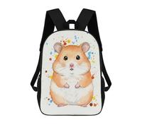 sinyumoney Watercolor Hamster with Colorful Splatters Children's School Backpack Fashion Casual Children's Backpacks 3D Printed School Bags Boy Large Backpack 17inch