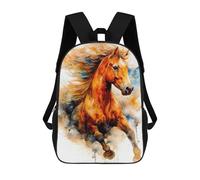 sinyumoney Watercolor Horse Art Backpacks Kids Student Schoolbag,3D Printed Backpacks,Elementary And Middle School Students Backpacks for Boys Girls 17inch