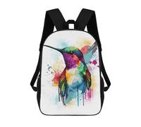 sinyumoney Watercolor Hummingbird Art School Backpack Water Resistant Computer Rucksack for Campus Outdoor Travel Sports 17inch