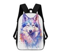 sinyumoney Watercolor Husky Painting 3D Printed 17 Inch School Backpack Casual Children's Backpacks 3D Printed for Boys Elementary And Middle
