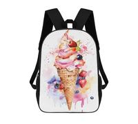 sinyumoney Watercolor Ice Cream Backpack, Children's Backpack, Student School Bag Bookbag Rucksack, 3D Printed School Bag for Boys Girls 17inch