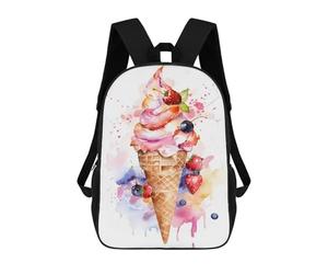 sinyumoney Watercolor Ice Cream School Backpack Lightweight Airport College Students Back Pack for Teenage Girls Boys Women Men 17inch